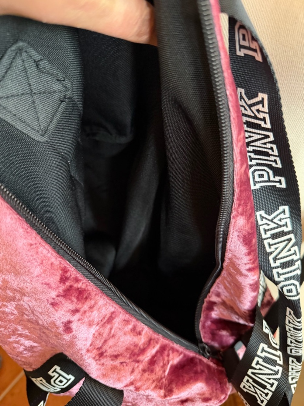 PINK Victoria's Secret Crushed Velvet Duffle Bag - Rose Pink - Picture 3 of 7